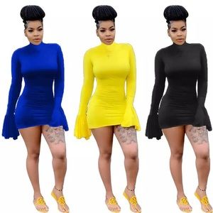 Trumpet Sleeve Mini Dress #dress #minidress #trumpetsleeve